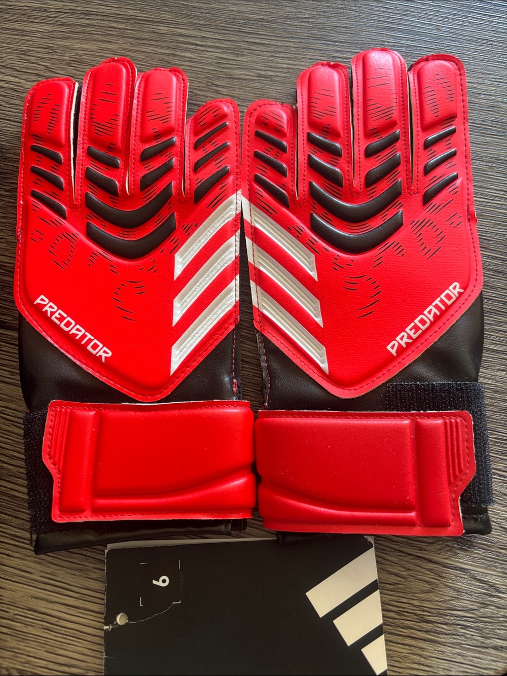 adidas Predator Red & Black Goalkeeper Gloves with Silver Stripes
